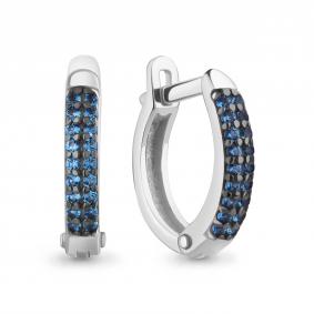 Серебряные серьги AQUAMARINE А400530Б с гидротермальным сапфиром А400530Б фото