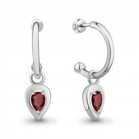 Серебряные серьги-трансформеры AQUAMARINE с гранатом А40055303 А40055303 фото