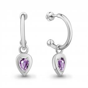 Серебряные серьги-трансформеры AQUAMARINE с аметистом А40055304 А40055304 фото