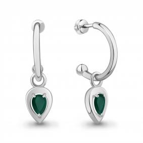 Серебряные серьги-трансформеры AQUAMARINE с агатом А40055309 А40055309 фото