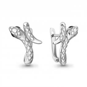 Серебряные серьги Символ года Змея AQUAMARINE с ювелирным кристаллом А400556Ч А400556Ч фото