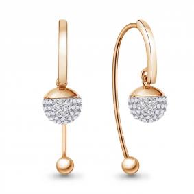 Серьги из золочёного серебра AQUAMARINE А400564-п с ювелирным кристаллом А400564-п фото
