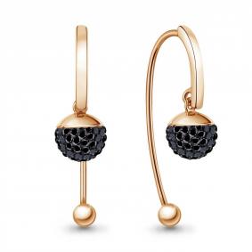 Серьги из золочёного серебра AQUAMARINE А400564Ч-п с ювелирным кристаллом А400564Ч-п фото