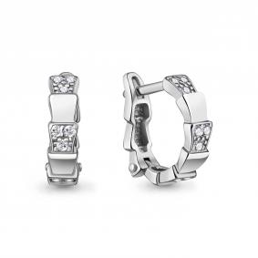 Серебряные серьги Символ года Змея AQUAMARINE с фианитом А400580А А400580А фото