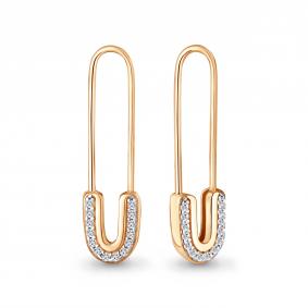 Серьги из золочёного серебра AQUAMARINE А400595А-п с фианитом А400595А-п фото