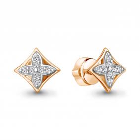 Серьги из золочёного серебра AQUAMARINE А400598А-пк с фианитом А400598А-пк фото