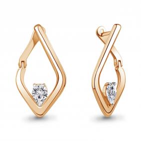 Серьги из золочёного серебра AQUAMARINE А400659-п с фианитом А400659-п фото