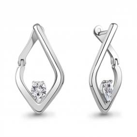 Серебряные серьги AQUAMARINE А400659 с фианитом А400659 фото