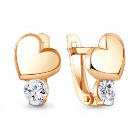 Серьги из золочёного серебра AQUAMARINE А400694А-п с фианитом А400694А-п фото
