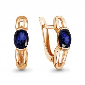 Серьги из золочёного серебра AQUAMARINE А400706Н-п с гидротермальным сапфиром А400706Н-п фото