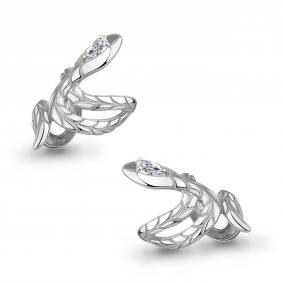 Одиночная серьга Символ года Змея из серебра AQUAMARINE с фианитом А400799 А400799 фото