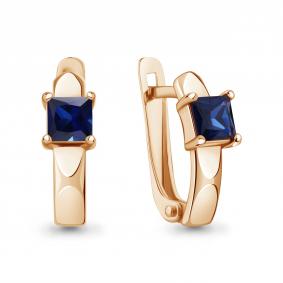 Серьги из золочёного серебра AQUAMARINE А400813Н-п с гидротермальным сапфиром А400813Н-п фото