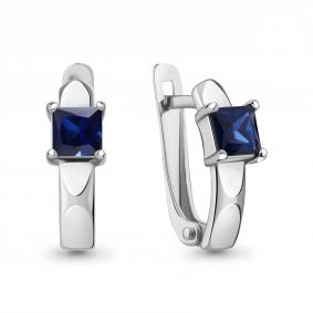 Серебряные серьги AQUAMARINE А400813Н с гидротермальным сапфиром А400813Н фото