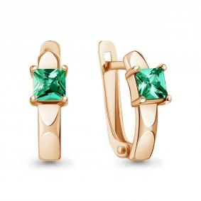 Серьги из золочёного серебра AQUAMARINE А400813П-п с гидротермальным изумрудом А400813П-п фото