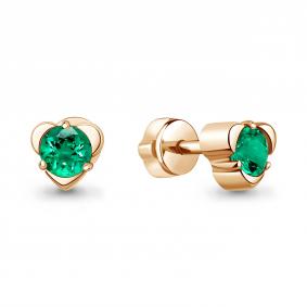 Серьги из золочёного серебра AQUAMARINE А400963П-п с гидротермальным изумрудом А400963П-п фото