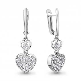 Серебряные серьги AQUAMARINE А400979А с фианитом А400979А фото