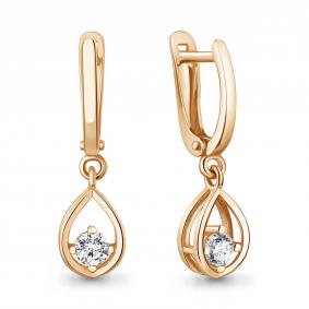 Серьги из золочёного серебра AQUAMARINE А401006А-п с фианитом А401006А-п фото