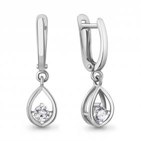 Серебряные серьги AQUAMARINE А401006А с фианитом А401006А фото