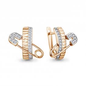 Серьги из золочёного серебра AQUAMARINE А401015А-пк с фианитом А401015А-пк фото