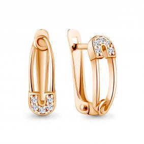 Серьги из золочёного серебра AQUAMARINE А401016А-п с фианитом А401016А-п фото