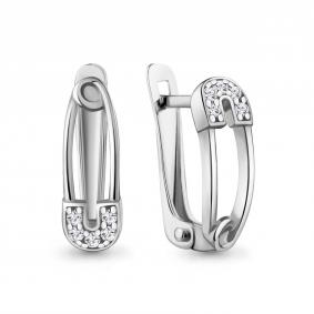 Серебряные серьги AQUAMARINE А401016А с фианитом А401016А фото