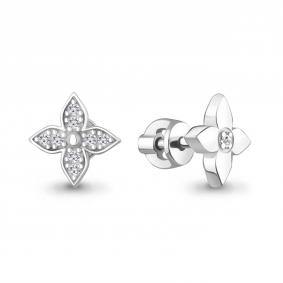Серебряные серьги AQUAMARINE А401084А с фианитом А401084А фото