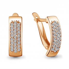 Серьги из золочёного серебра AQUAMARINE А40756А-п с фианитом А40756А-п фото