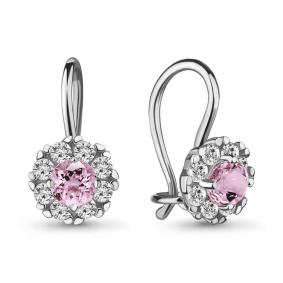 Серебряные серьги AQUAMARINE А40965В с фианитом А40965В фото