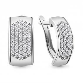 Серебряные серьги AQUAMARINE А40980А с фианитом А40980А фото