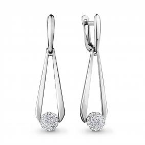 Серебряные серьги AQUAMARINE А41497 с ювелирным кристаллом А41497 фото
