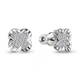 Серебряные серьги AQUAMARINE А41651А с фианитом А41651А фото