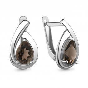 Серебряные серьги AQUAMARINE А4241201 с кварцем А4241201 фото