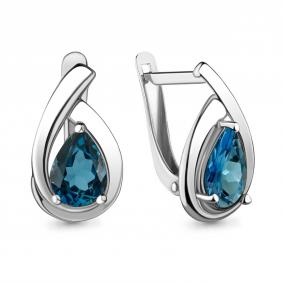 Серебряные серьги AQUAMARINE А4241208 с Лондон топазом А4241208 фото