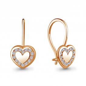 Серьги из золочёного серебра AQUAMARINE А42685А-п с фианитом А42685А-п фото