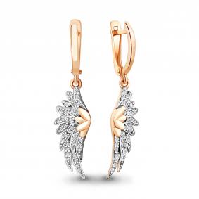 Серьги из золочёного серебра AQUAMARINE А42732А-п с фианитом А42732А-п фото