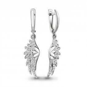 Серебряные серьги AQUAMARINE А42732А с фианитом А42732А фото