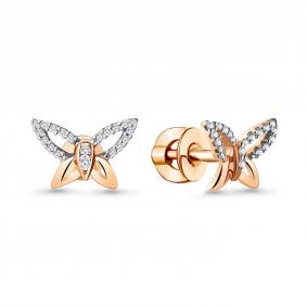 Серьги из золочёного серебра AQUAMARINE А42769А-п с фианитом А42769А-п фото