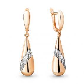 Серьги из золочёного серебра AQUAMARINE А42840А-п с фианитом А42840А-п фото