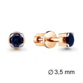 Серьги из золочёного серебра AQUAMARINE А42891Б-пк с гидротермальным сапфиром А42891Б-пк фото