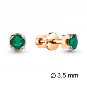 Серьги из золочёного серебра AQUAMARINE А42891Г-пк с гидротермальным изумрудом А42891Г-пк фото