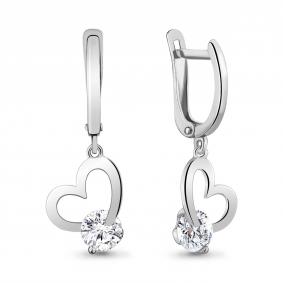 Серебряные серьги AQUAMARINE А43061 с фианитом А43061 фото