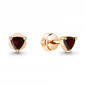 Серьги из золочёного серебра AQUAMARINE А4319703-п с гранатом А4319703-п фото