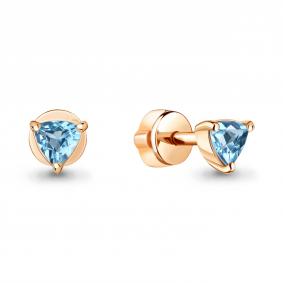 Серьги из золочёного серебра AQUAMARINE А4319705-п с топазом А4319705-п фото