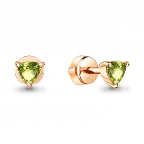 Серьги из золочёного серебра AQUAMARINE А4319707-п с хризолитом А4319707-п фото