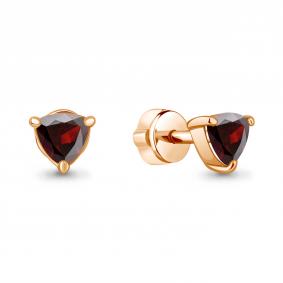 Серьги из золочёного серебра AQUAMARINE А4319803-п с гранатом А4319803-п фото