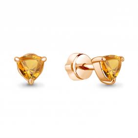 Серьги из золочёного серебра AQUAMARINE А4319806-п с цитрином А4319806-п фото