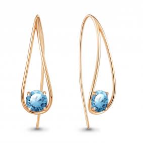 Серьги из золочёного серебра AQUAMARINE А4321688-п с турмалином А4321688-п фото