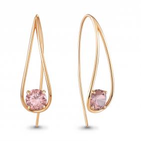 Серьги из золочёного серебра AQUAMARINE А4321690-п с морганитом А4321690-п фото