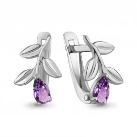 Серебряные серьги AQUAMARINE А4325904 с аметистом А4325904 фото