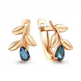 Серьги из золочёного серебра AQUAMARINE А4325908-п с Лондон топазом А4325908-п фото